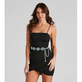 Retro Boho Chain Belts for Women Imitation turquoise Belt Metal Waist Belts for Dress (Silver, One size)