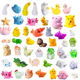 U-Zimikee 45 Pcs Mini Resin Animals Miniature Animal Figurines Little Resin Figurines Mini Figures Bulk for Fairy Garden Décor Micro Landscape Ornaments Dollhouse Craft Accessories