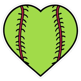 Softball Heart Sport Sticker 4 Inch Catcher Diamond League Fastpitch - Waterproof Vinyl Decal for Laptop Water Bottle Car Tumbler - Durable Aesthetic Long-Lasting Stickers for Adults ID44990