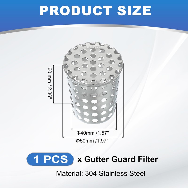 PATIKIL Gutter Guard Filter 2"-1.6", PVC Termination Cap Mesh Screen