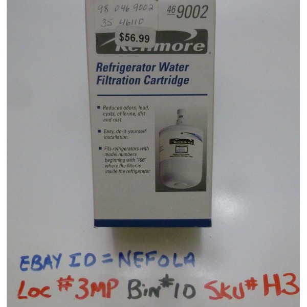 46-9002 Kenmore Refrigerator Water Filter Cartridge 46 9002 WFI-NLCS200