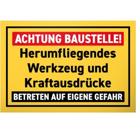 DankeDir! Achtung Baustelle Sign 30 x 20 cm – Builders Decorative Gift Friends Men Gift Idea – Door Sign Funny Saying Sign Birthday Gift Craftsman