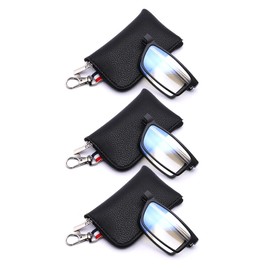 GOOSEN 3-Pack Reading Glasses for Women Men, Keychain Bags Compact Folding Readers, Clear Lens Blue light Glasses Spring Hinge, Black Black Black 1.50 x