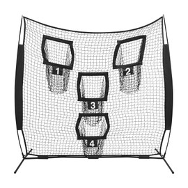 7 x 7ft Football Trainer Throwing Net,Football Nets for Throwing with 4 Target Pockets,Practice Net Quarterback Training Equipment for Accuracy Throwing