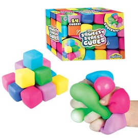 ORB - Paquete de 24 cubos de estrés fáciles de sqweezy, cubos blandos coloridos, bolas de estrés para apretar y aplastar, inquietos para la ansiedad, alivio del estrés, recompensas en el aula
