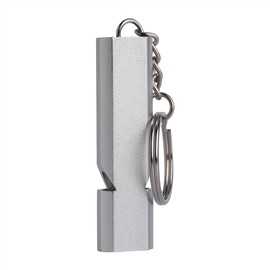 Pomya Silbato de Emergencia, aleación de Aluminio, Doble Orificio, Acero Inoxidable portátil, Fuerte silbido para Exteriores, silbidos de Supervivencia de Alto decibelio con Llavero(Plata)