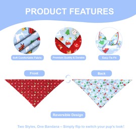WoffBow Christmas Dog Bandana for Large and X-Large Dogs - Reversible Red & Blue Santa Snowman Print Scarf - Adjustable Pet Costume for Holiday Photos & Gifts