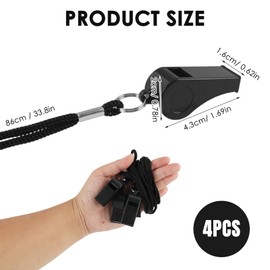 4PCS Plastic Sports Whistle with Lanyard, Loud Referee Whistle for Coaches, Teachers, Lifeguards, Football Trainers, PE Instructors, Whistles for Kids and Adults, Emergency or School Use
