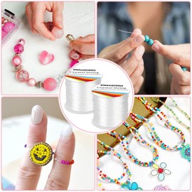 Bracelet String, Paxcoo 2 Rolls Elastic Stretchy Bead String Cord for Clay Beads Kandi Pony Beads Bracelets Jewelry Making (0.5 MM, Crystal)