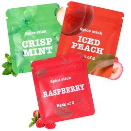 Boderi Plant Based Mint Minty Sweet Cores, 3 Packs, to Help Break Bad Habits Naturally, 9 Cores Total (Double Mint, Raspberry, Peach)