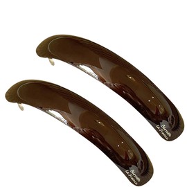 3.7 Inches Elegant Skinny Curved Acrylic French Barrettes Tortoise Shell Hair Barrettes for Thick Hair Chic Ponytail Hair Clips for Styling Long Hair,2pcs (Brown)