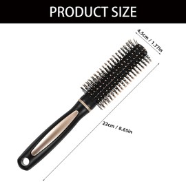 Round Hair Brush,Durable Curling Blow Dry Hair Brush,Anti-Static Rubber Hairbrushes for Hairdressing Salon Styling And Grooming At Home,Curling,Add Volume & Shine,Don't hurt scalp (Black,L23x3.5cm)