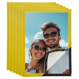 uxcell 6 Pcs Magnetic Sign Holder, 8.3" x 11.7" Self-Adhesive Magnetic Wall Signs Holder Magnetic Picture Frame Document Holder for Home Office Wall Window Displays, Yellow