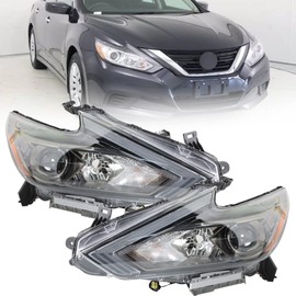 RainMan S Replacement for 2016 2017 2018 Nissan Altima Headlights Black Bezel Chrome Style Headlight Assembly Left Right Pair, (26060-9HS9A 26010-9HS9A)