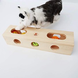 Litewood Whack a Mole Solid Wooden Puzzle Box Interactive Cat Toy Play Toy Bell Balls Hide Seek Treat for Cats