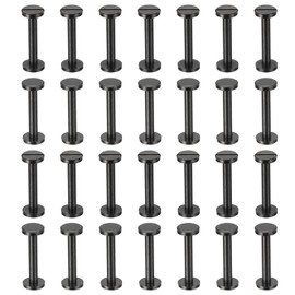 PATIKIL 25 Sets Chicago Screws, 25mm L Chicago Screw with Slotted Binding Post Screw Bolt Rivets Brass Fixings Connectors, Black