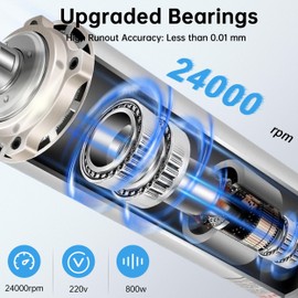 RATTMMOTOR CNC Spindle Milling Motor, 800W Air Cooled Spindle Motor 110VAC 24000RP 65mm CNC Spindle CNC Motor ER11 400HZ for CNC Router Engraver Milling Machine