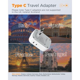 European Travel Plug Adapter 3 Pack, TESSAN Type C Charger Plug with 4 Outlets 3 USB (2 USB-C), US to Europe Plug Adapter for Italy, Spain, France, Portugal, Greece, Iceland, Travel Essentials