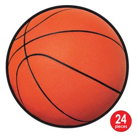 Beistle 24-Piece Paper Basketball Cut Outs, Sports Theme Wall Decorations for Birthday Party and Game Day Celebrations, Classroom Décor, 13.5"