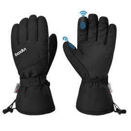 Baogaier Winter Ski Gloves Men Women Warm Snow Gloves Waterproof Windproof Breathable Warm Insulated Thermal Touch Screen Glovers Unisex Adults for Skating Snowboarding Shoveling - XL, Black