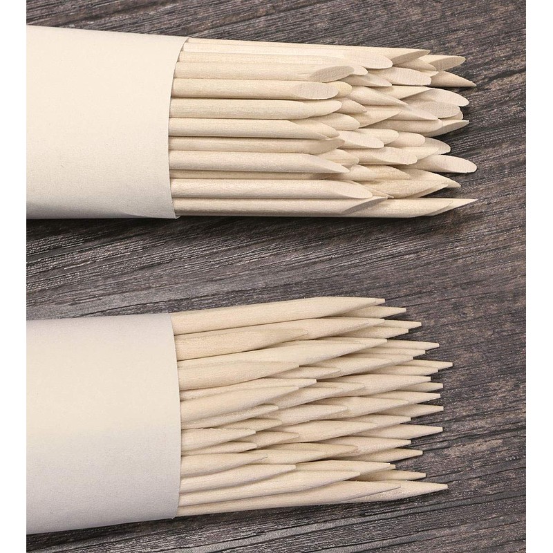 Onwon 100 Pieces Orange Wood Sticks - Double Sided Nail