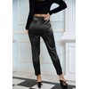 heipeiwa Womens Satin Pants Casual Dress High Waist Bow-Knot Cropped