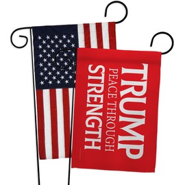 Red Trump Peace Through Strength Flag American Flags for Outside House Pack Garden Decor Door Poster Election 2024 President 47 MAGA Yard Sign Outdoor Patriotic Decoration Republican Gift Made in USA