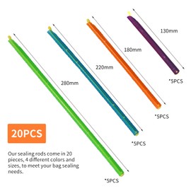 20 Pcs Bag Sealer Sticks, Food Bag Sealing Sticks freezer bag clips Food Storage Bag Clips Sealing Rod for Keeping Food Fresh