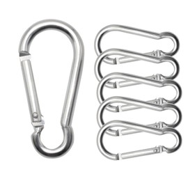 QZKJQDD Carabiner Carabiner Hook Large Small Stainless Steel Climbing Keychain (Pack of 6)