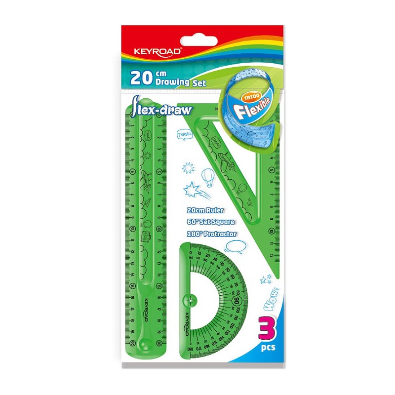 KEYROAD Geometry Set Flexible/Flex-Draw with Graphic/Maths Set 3 Pieces: 1
