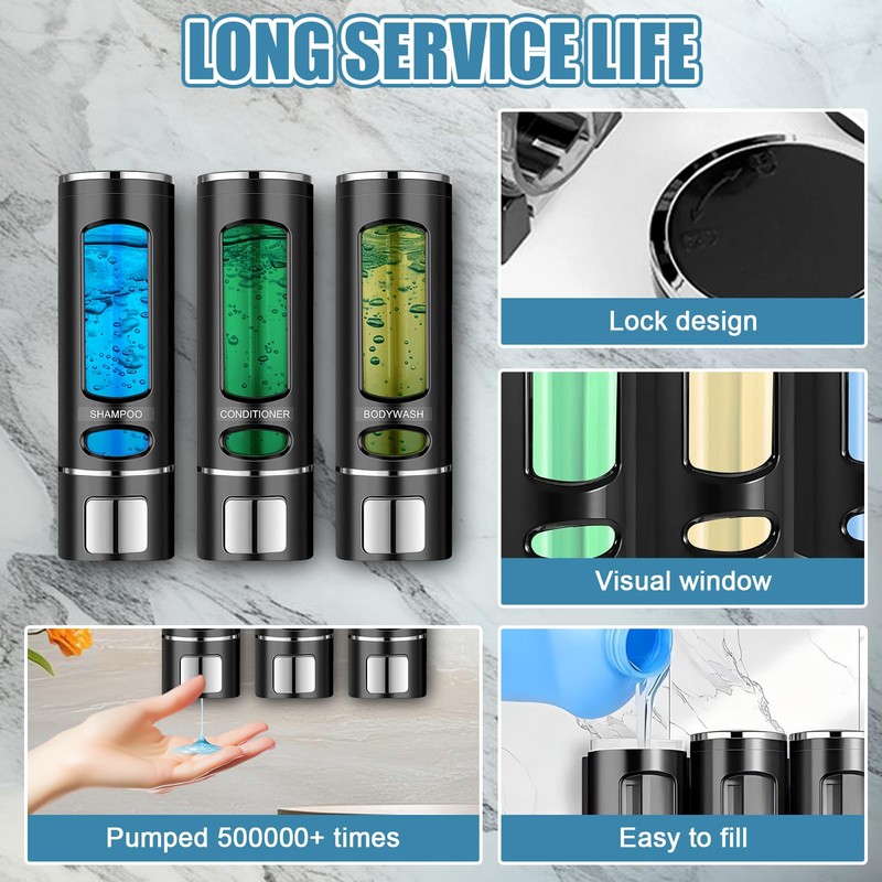 AGJIQ Shampoo and Conditioner Dispenser for Shower, 3 * 400ml