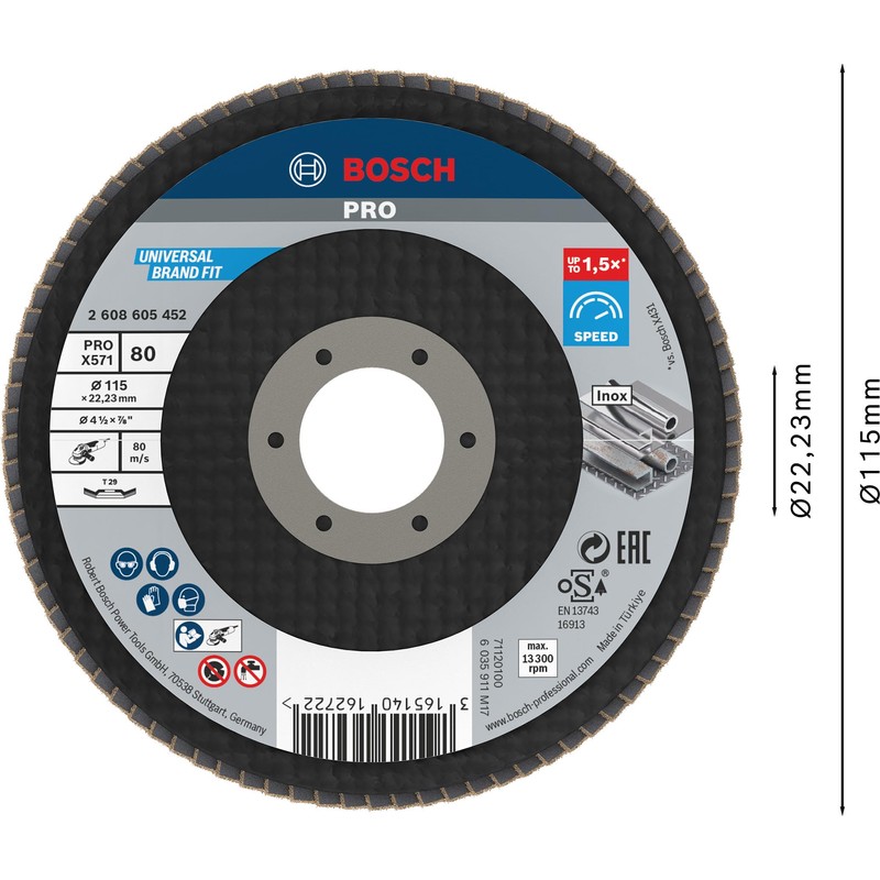 Bosch 1x PRO Metal X571 Flap Disc Angled Version Fiber