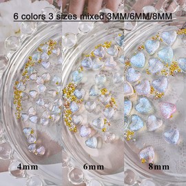SONGJIE Shiny Heart Nail Art Charms, 200 Pcs 3D Mixed Size Love Hearts Rhinestones Flat Jelly Resin Crystal Jewelry Diamonds for Acrylic Nail Supplies, Women Craft DIY Manicure Decoration Accessories