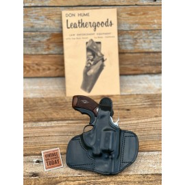 Don Hume Leathergoods Vintage Don Hume H721 Plain Black Leather Holster For S&W J Charter 2" Revolver - Right Draw Plain Black Covered Slot