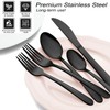 Pleafind 72Pcs Black Silverware Sets for 12 - Dishwasher Safe,