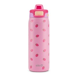 Ello Kids Pop & Fill 18oz Stainless Steel Water Bottle with Quick Fill Technology, Double-Wall Vacuum Insulation, Leak Proof Locking Lid, Sip & Chug, BPA Free, Gifts for Girls Boys, Strawberries