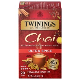 Twinings Ultra Spice Chai Black Tea Bags 20 Count Pack of 6 Individually Wrapped