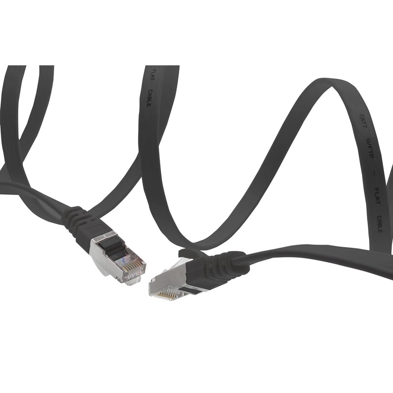 1aTTack.de 0,5m - schwarz - 5 Stück Cat7 Flachkabel Netzwerkkabel