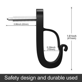 (28P-Black)Q-Hanger Hook Screws-In Hooks for Outdoor String Lights and Garage New Year Party or Other Indoor Outdoor Hanging Decorations for House, Safety Buckle Design, Easy Release (28P-black)