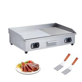 3000W 29" Electric Countertop Flat Top Griddle Grill Commercial Restaurant Teppanyaki Grill Stainless Steel Tabletop Flat Top Grill Machine with Adjustable Thermostatic Control,110V