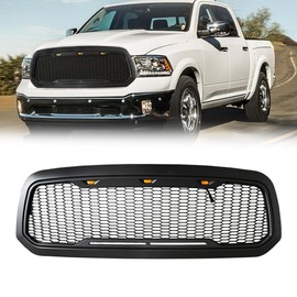 MATMACRO Grille Front Bumper Honeycomb Grill For 2013-2018 Dodge Ram 1500 2019-2021 Ram 1500 Classic Matte Black Grill With Led Lights
