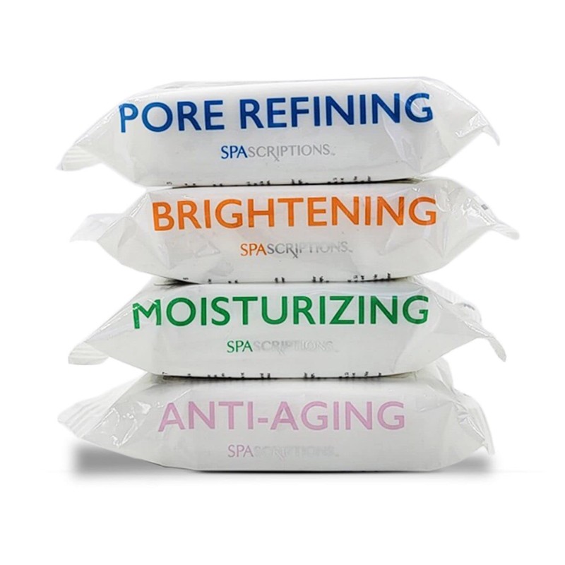 Spascriptions™ Anti-Aging, Brightening, Moisturizing & Pore Refining Towelettes Removes Waterproof