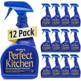 HOPE'S Perfect Kitchen Cleaner Spray - 32 Oz No-Residue All Purpose Cleaning Spray - Multisurface Degreaser for Counters, Stoves, Microwaves, and More - Pet and Home Safe - Pack of 12
