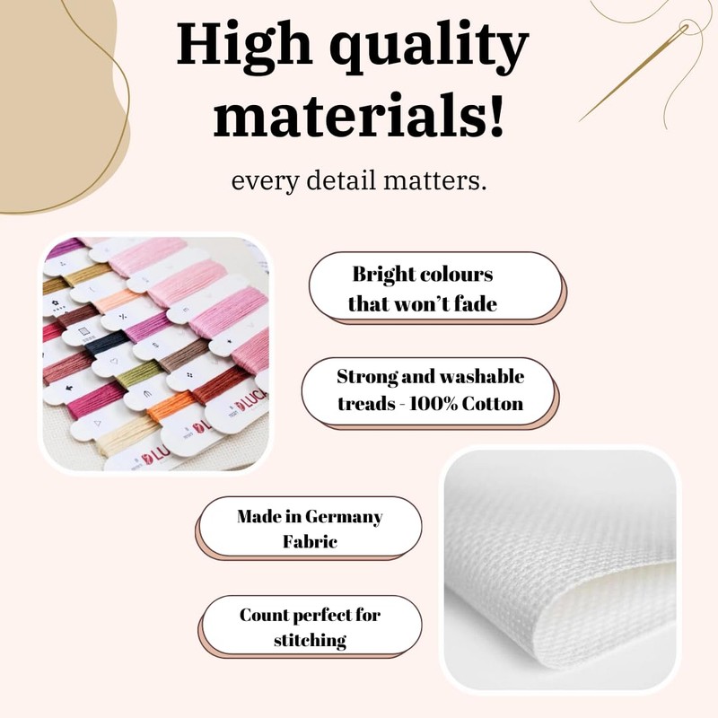 Luca-S Cross Stitch Kit with Hoop Included Poinsettia, BC233, Counted