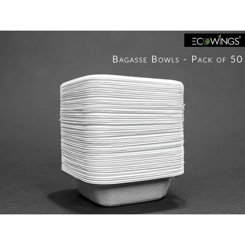 ECOWINGS Small Square Disposable Bowls: Sustainable Elegance for Every Bite