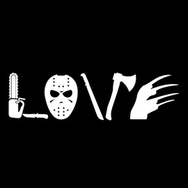WSQ Love Horror Movies Sticker Transparent Vinyl Decal Sticker Premium Quality Vinyl White for Car Bumper Truck Van SUV Window Wall Boat Cup Tumblers Laptop or Any Smooth Surface Size 8 Inches