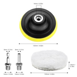 Kisvic Polishing Disc, 6 Pieces 125 mm Polishing Attachment, Angle Grinder, Velcro Wool Polishing Pad with 6 Angle Handle and Round Adapter for Drill, Angle Grinder, Grinding Grinding Tool