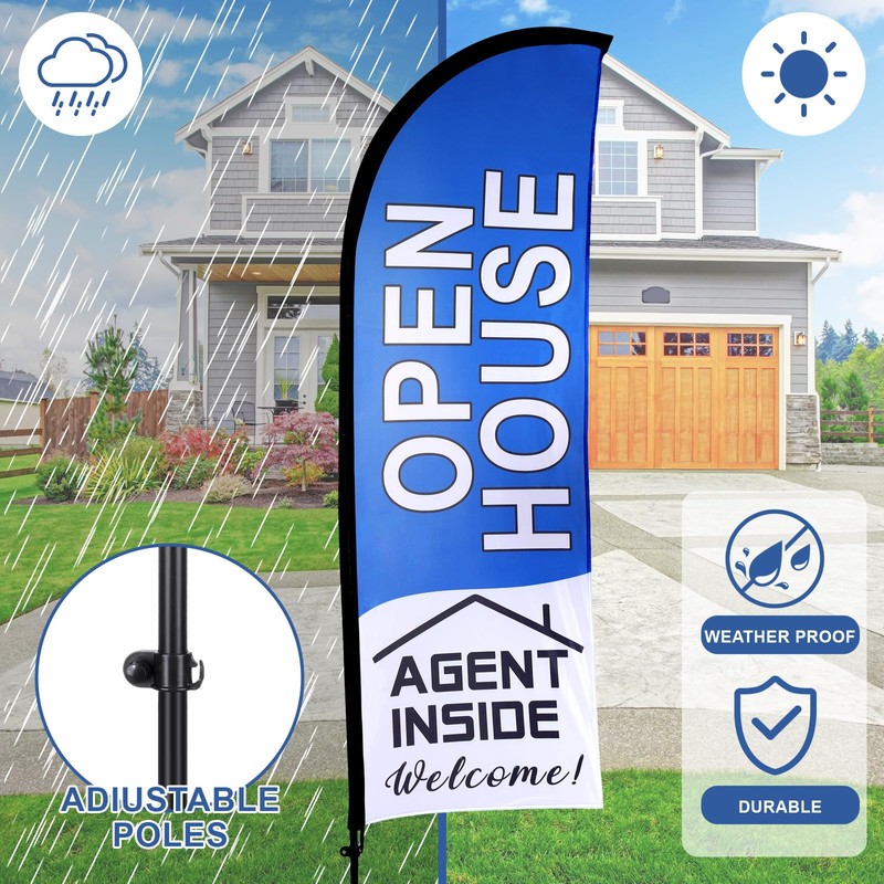 Buryeah 2 Pack Open House Flags Signs for Real Estate