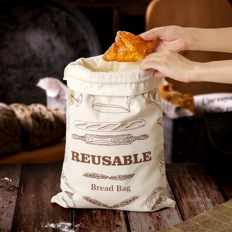 Bread Bags for Homemade Bread, 2 Pack Reusable Bread Bags,