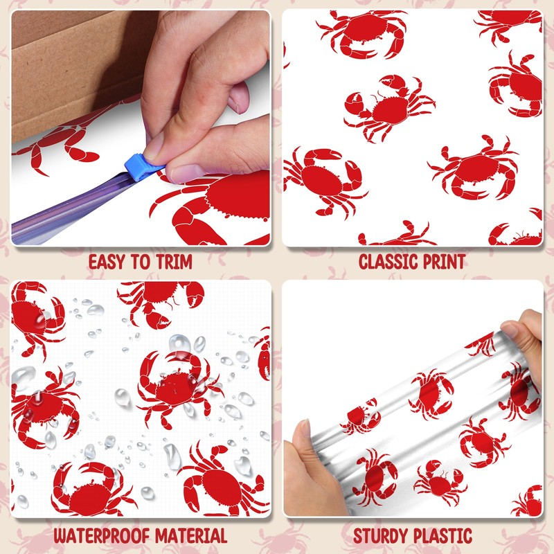 54 Inch x 100 FT Crab Boil Party Tablecloth Roll,